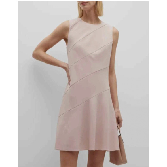Theory Dresses & Skirts - NEW Theory 4 Admiral Crepe Diagonal Mini Shift Dress Pink Sleeveless $395 D54